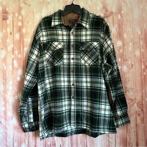 Vintage Rugged Green Plaid Button Front Shirt